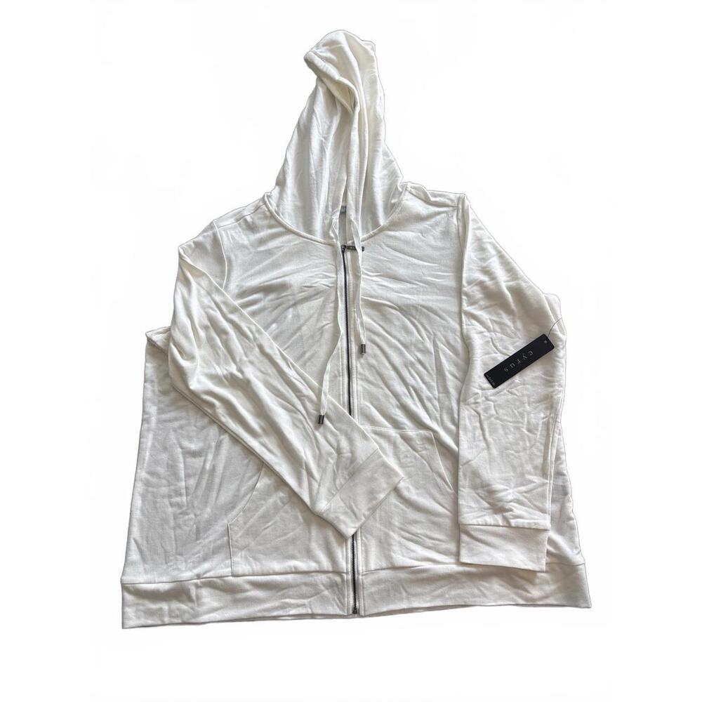 Cyrus White Zip-Up Hoodie with Hood Size 2X Womens